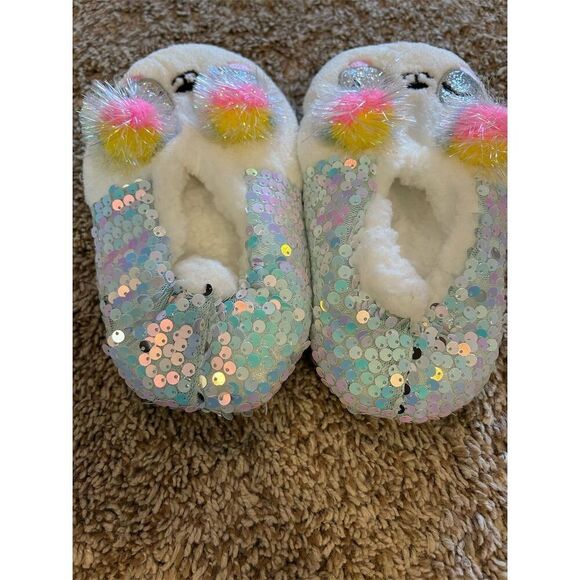 B Tween Girls Unicorn Sequin Slippers Size 12-13 Multicolor - Picture 2 of 5